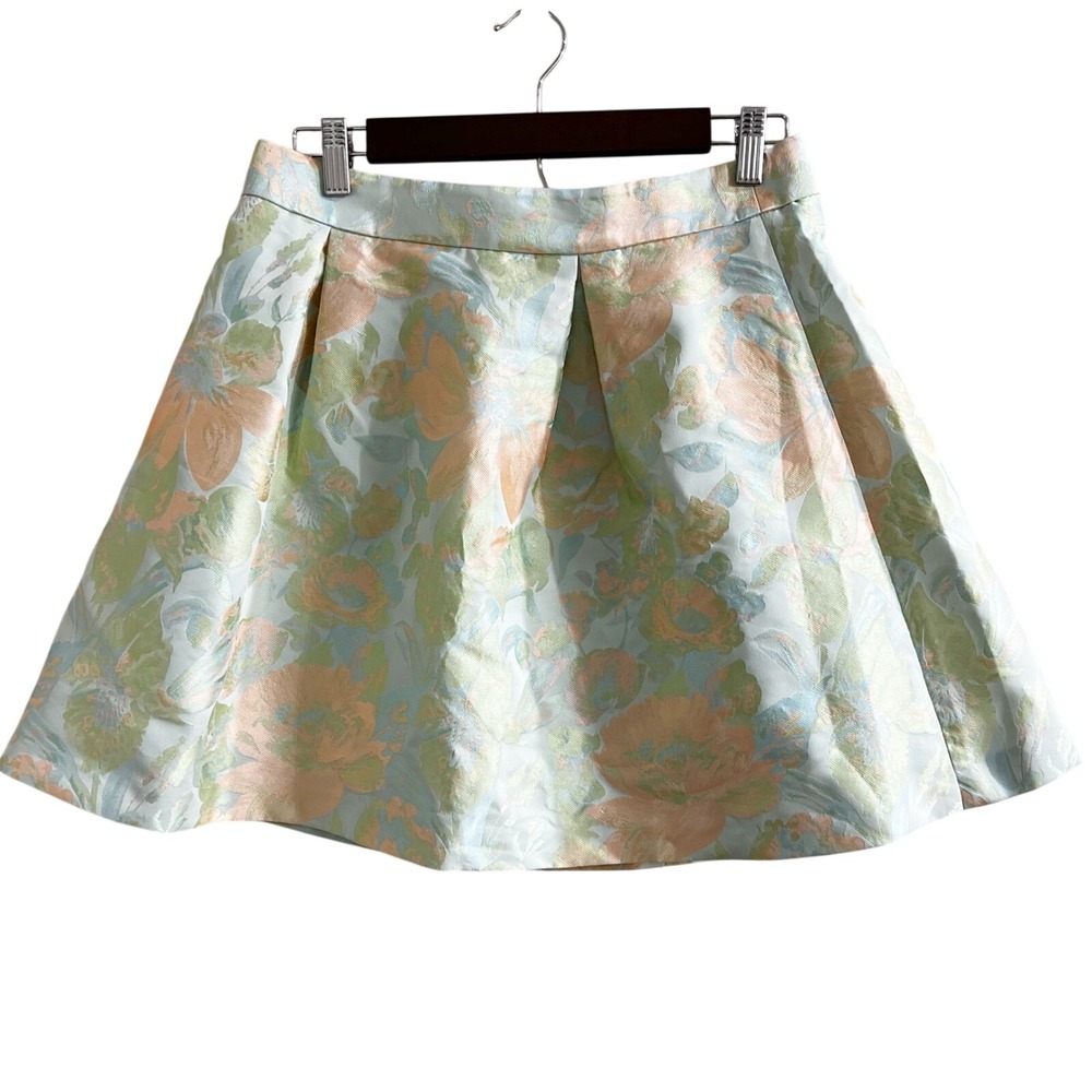 Ted Baker Langley Floral Jacquard Mini Skirt Blue Orange Size 3 US 8 Womens